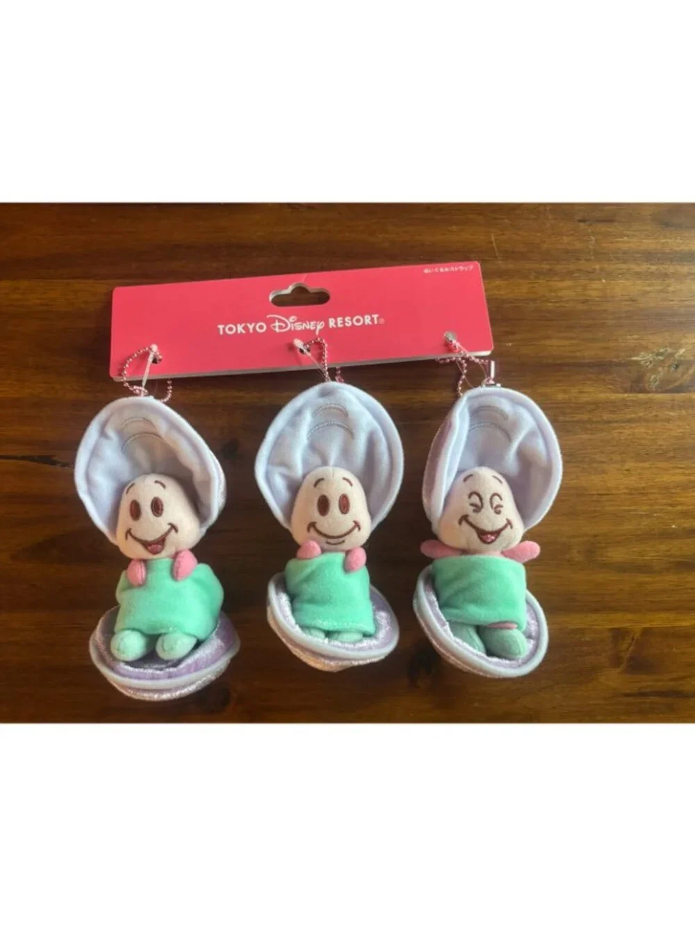 Set Of 3 Baby Oysters Disney Alice In Wonderland Plush Keychain Tokyo Disney